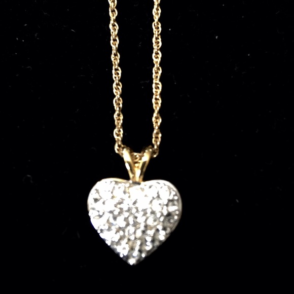 Gold tone necklace with CZ heart pendant