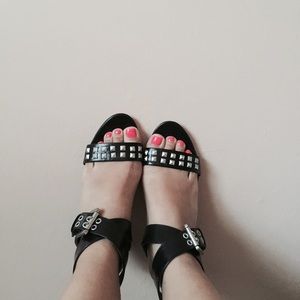 Sole society silver and black studded sandals