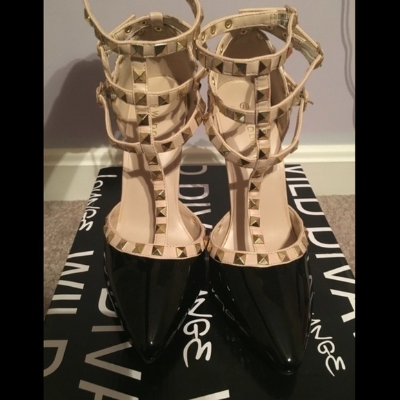 Dressy Studded Patent Leather Pumps