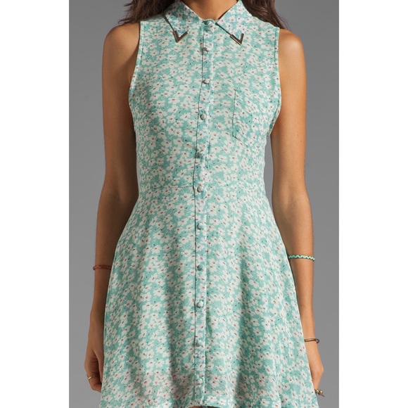 Luca Couture Collared Tank Dress Blue Floral