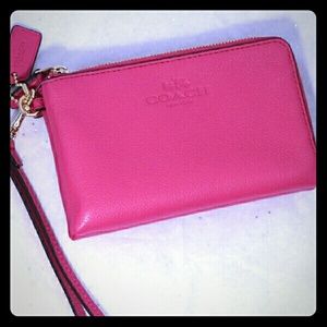 Pink Coach zip pocket wallet