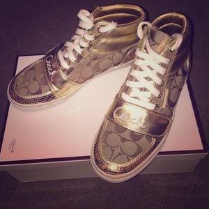 Gold COACH high-tops -- women's size 9