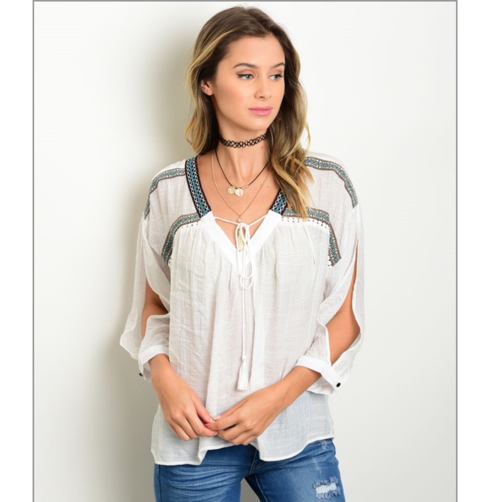 Open Sleeve Embellished Top