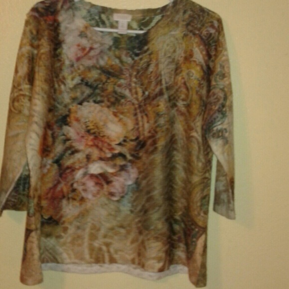 CHICO'S AMAZING MESH TAPESTRY BLOUSE - Picture 1 of 4