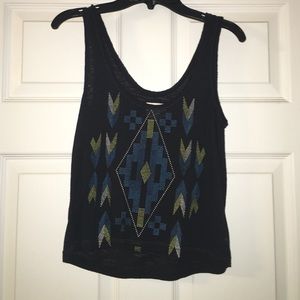 Black tank top with Aztec print