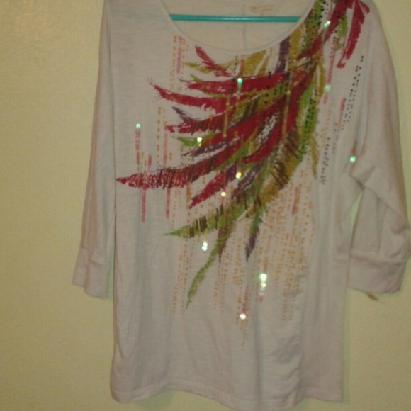 AN ARTSY GLITTERING PAINTED LS BLOUSE