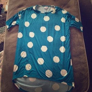 LulaRoe teal polka dot Irma Small