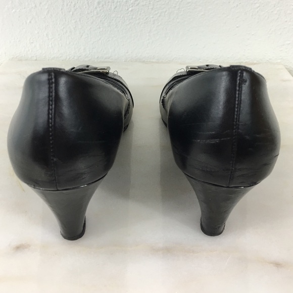 Nickels Black Buckle Wedge Heels - Picture 3 of 4