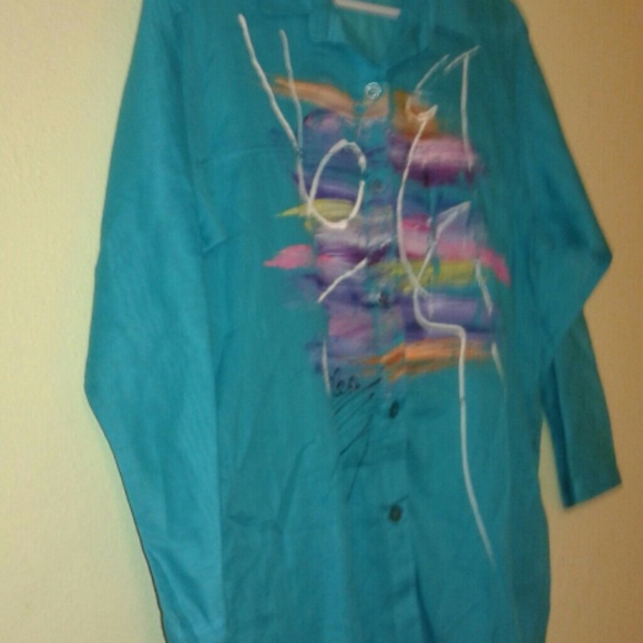 A HAND PAINTED BLOUSE MID THIGH - Picture 3 of 4