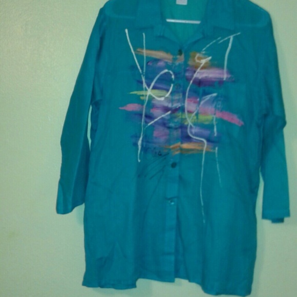 A HAND PAINTED BLOUSE MID THIGH - Picture 4 of 4