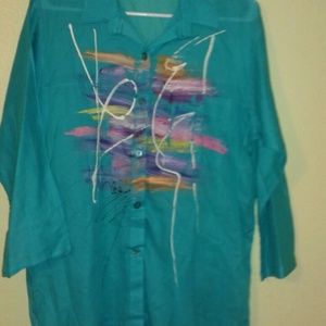 A HAND PAINTED BLOUSE MID THIGH