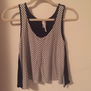Black and white striped crop top
