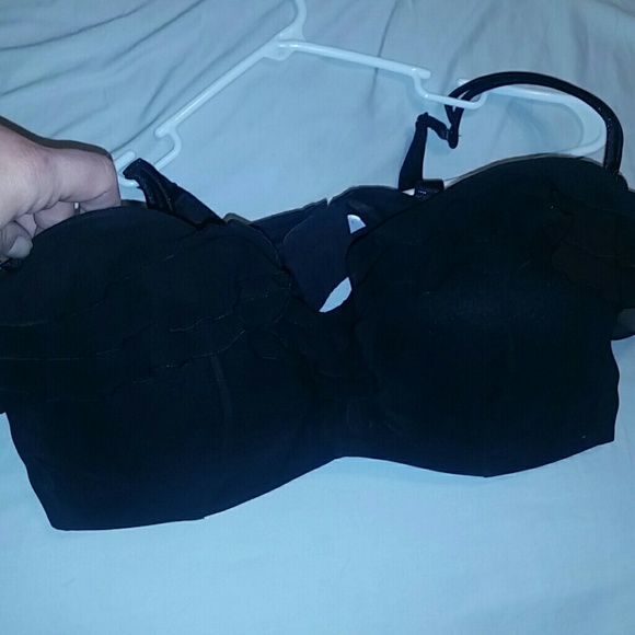 Black Cacique bra with ruffles