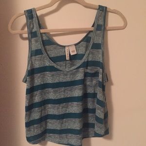 Teal striped crop top