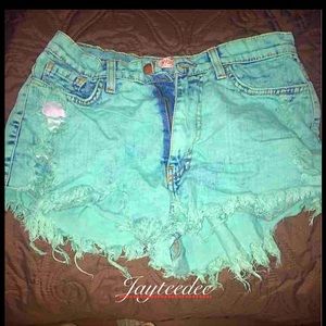 Turquoise Distressed Shorts Daisy Dukes