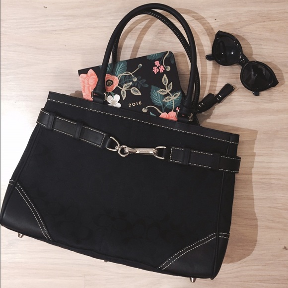 Coach Handbags - Coach Hamptons Signature Black Carryall Tote