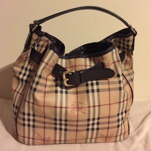 Burberry Haymarket Large Buckle Belted Tote
