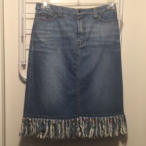 Dolce & Gabbana Denim Fringe Skirt sz L