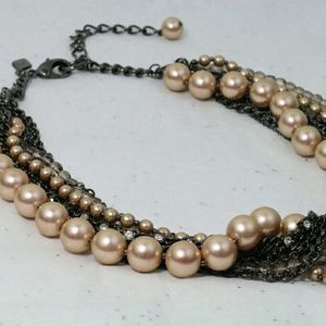 Sequin Brand statement necklace with pearl accents