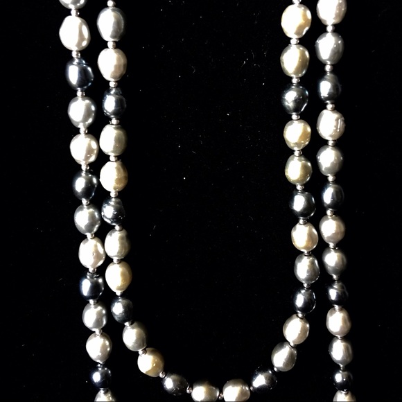 Double Strand Silver Beads Necklace