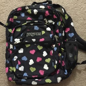 Jansport Black with Hearts Backpack