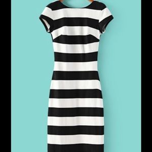 MIDI backless black and white striped dress
