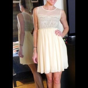Ivory lace and chiffon dress