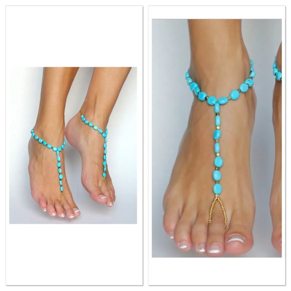 Jewelry - Turquoise Beaded Barefoot Sandal