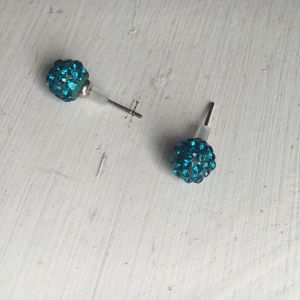 Turquoise gem ball earrings