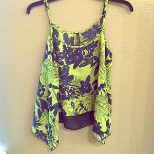 Navy & light green, Flowy tank