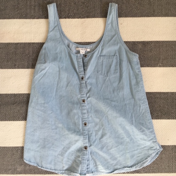 Denim button down top