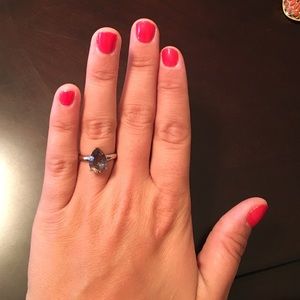 Rainbow topaz teardrop ring