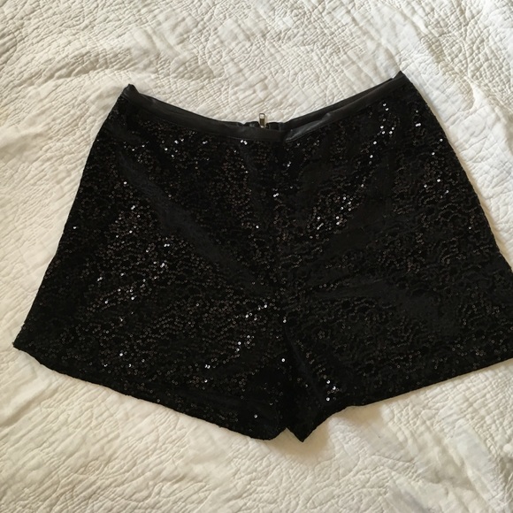 Black sequined shorts
