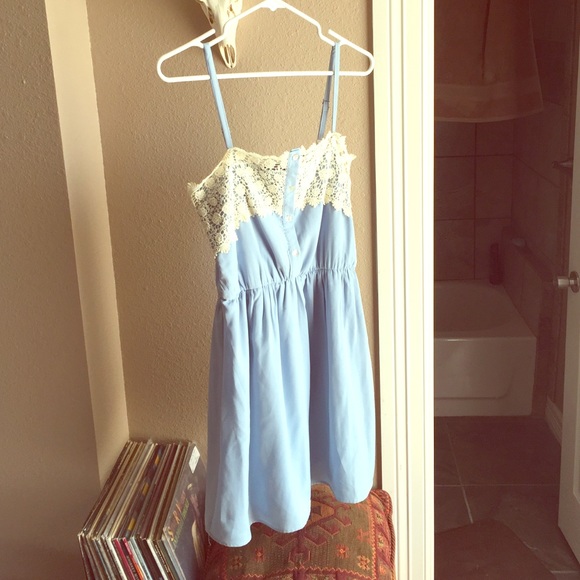 Sky blue sundress with ivory embroidery