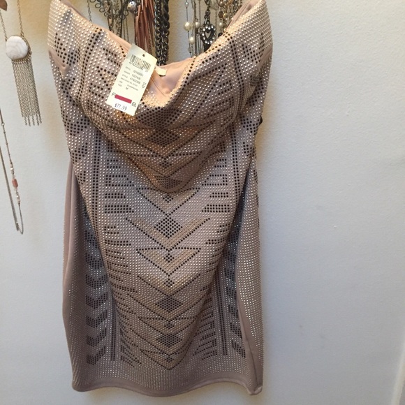 Arden B champagne colored studded dress