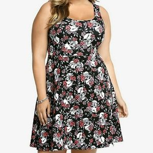 Torrid skulls and roses skater dress