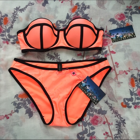 ASOS Coral Contrast Swim