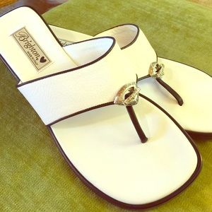 Brighton Sandals White Leather Flip Flops