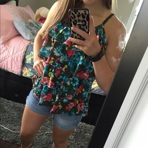 Flower ruffle tank top
