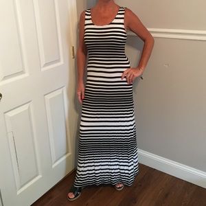 B&W Striped Maxi Dress