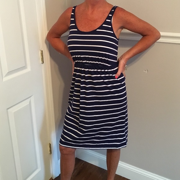 Navy & White Striped Dress