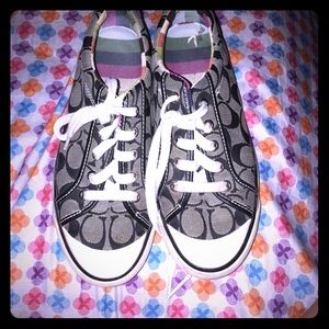 Black and white coach sneakers