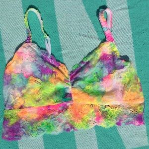 NEON tie dye PINK Victoria's Secret lace bralette