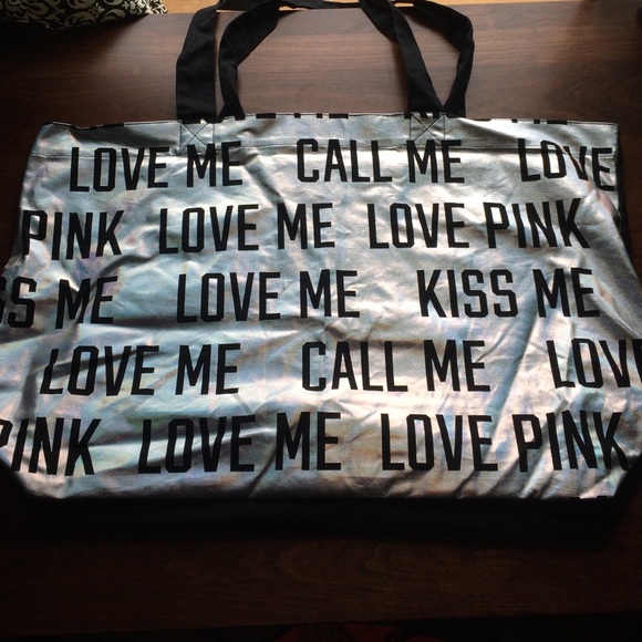 PINK Victoria's Secret Handbags - VS PINK Shiny Silver Tote Bag 🍍 try bundling!! 🍍