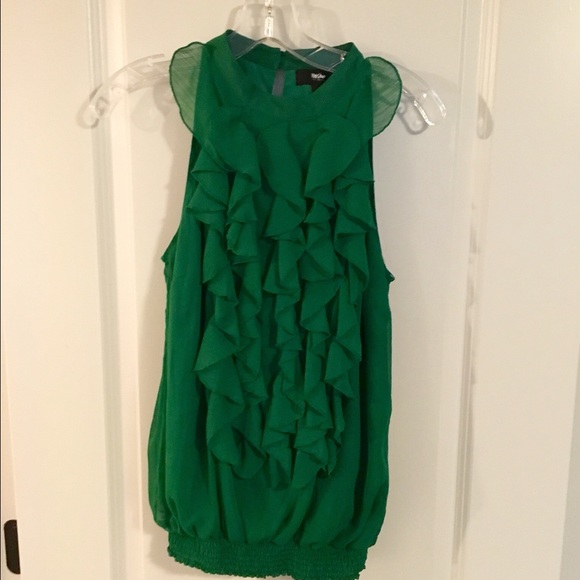 Tops - Kelly Green Tuxedo Sleeveless Blouse