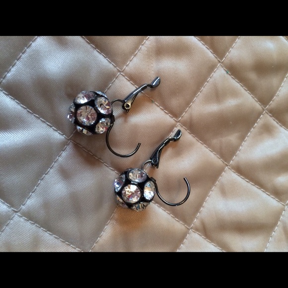 Rhinestone ball drop earrings - Picture 1 of 3