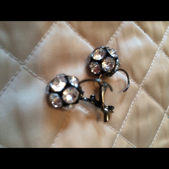 Rhinestone ball drop earrings - Picture 2 of 3