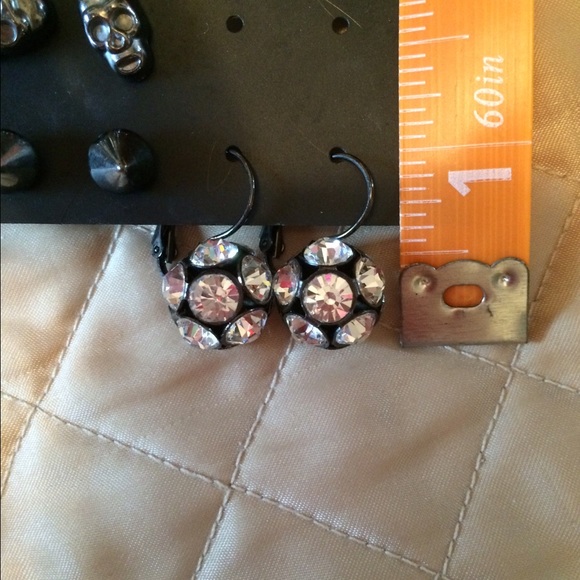 Rhinestone ball drop earrings - Picture 3 of 3