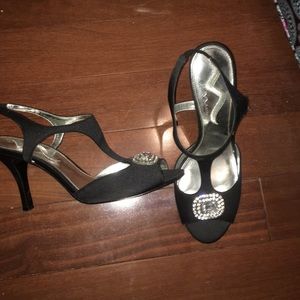 Black scrappy heels with silver embellishment