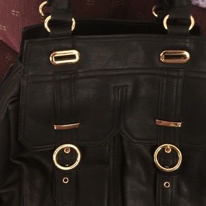 A leather handbag